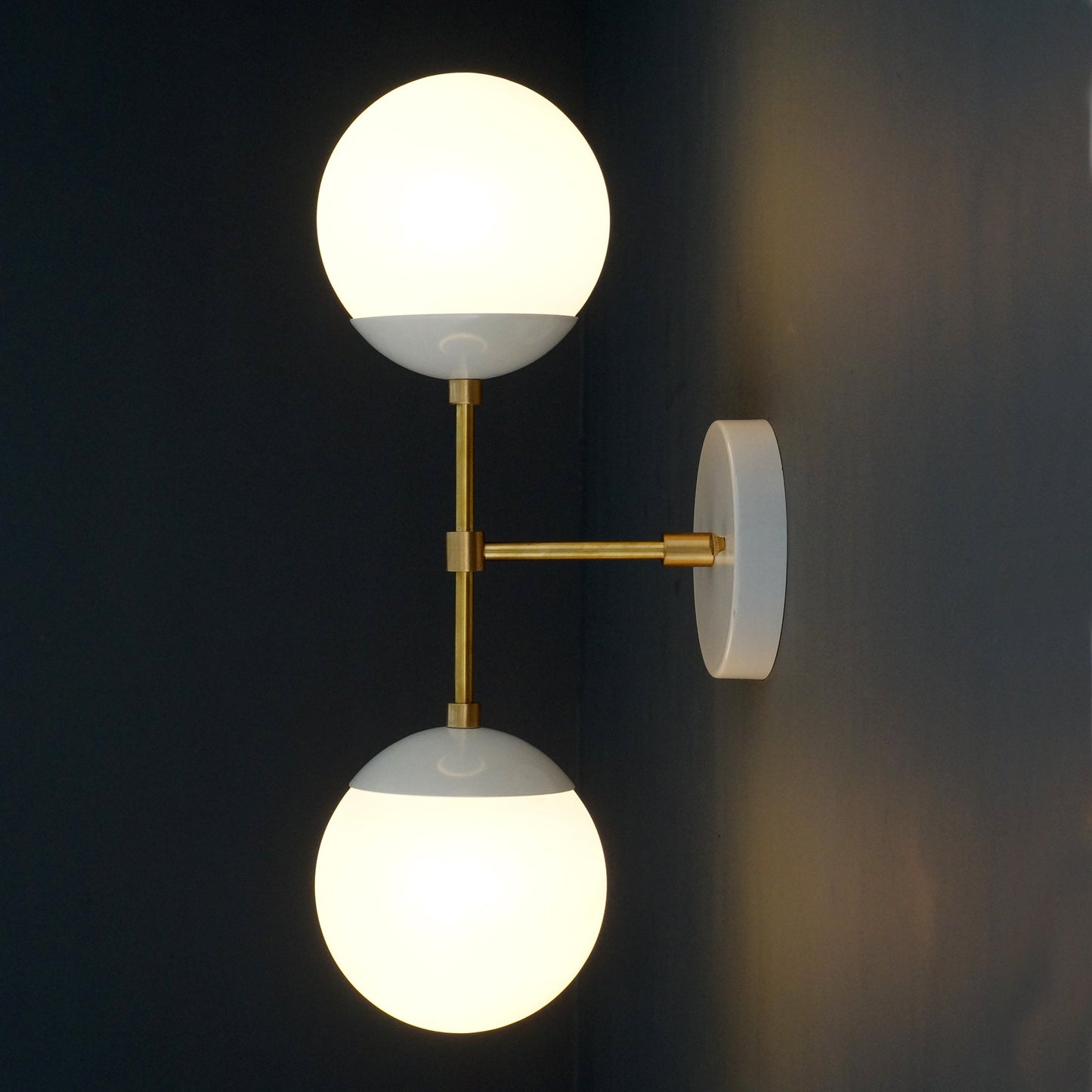Modern Brass 2 Lights Armed Glass Globes Wall Sconce