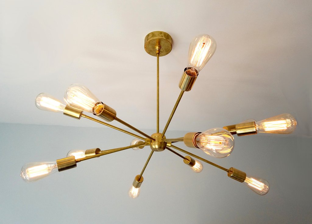 Modern Brass 12 Lights Sputnik Chandelier - 28"D