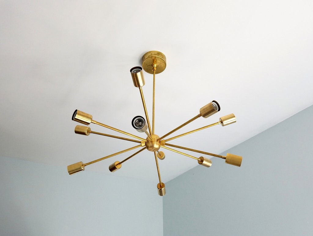Modern Brass 12 Lights Sputnik Chandelier - 28"D