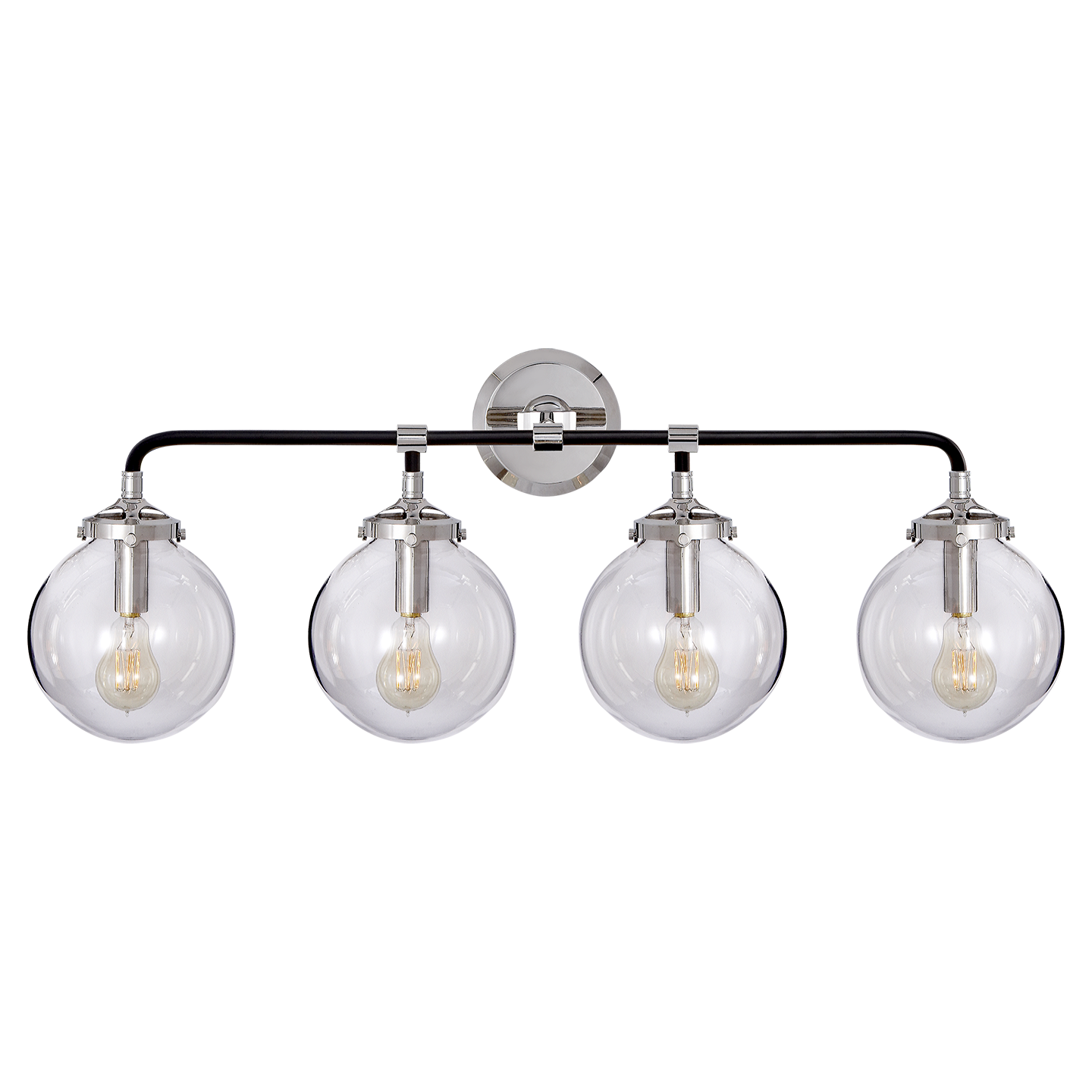 Modern Brass 4 Light Glass Globe Wall Sconce