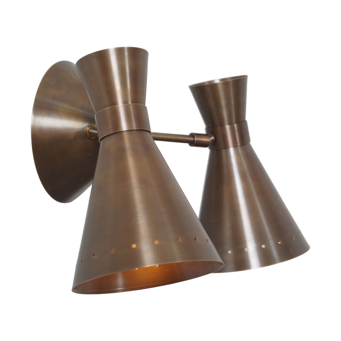 Double Shade Brass Articulated Arm Wall Lamp