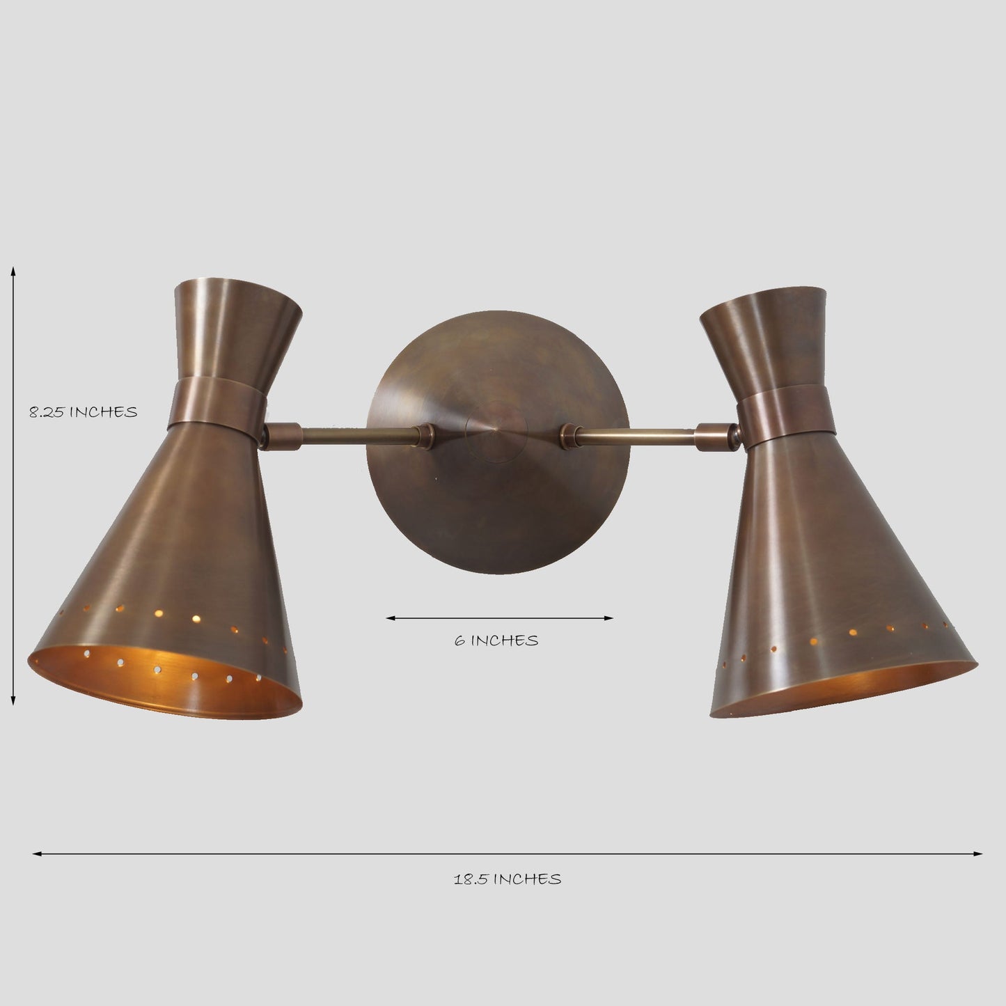 Double Shade Brass Articulated Arm Wall Lamp
