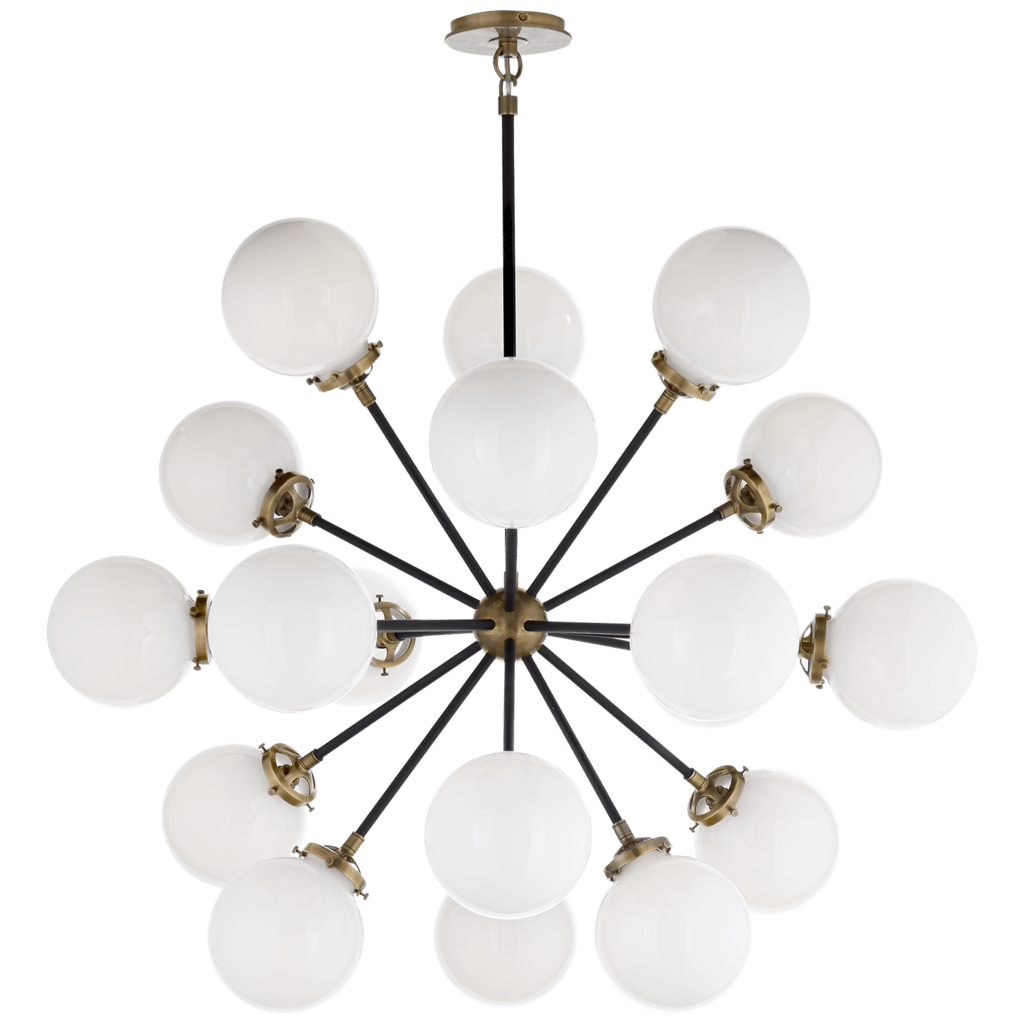 Modern Brass Round Bistro Globe Chandelier - 18 Light Chandelier