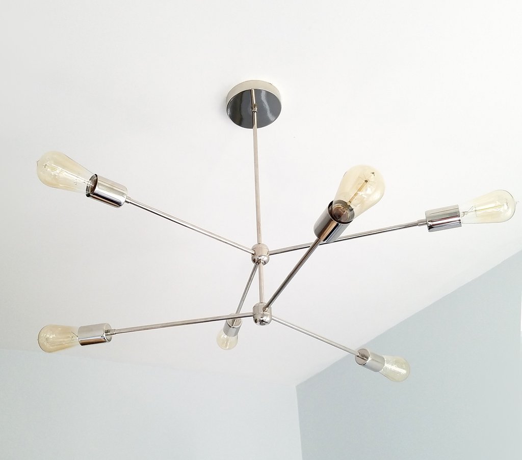 Double Layers 6 Light Modern Brass Sputnik Chandelier