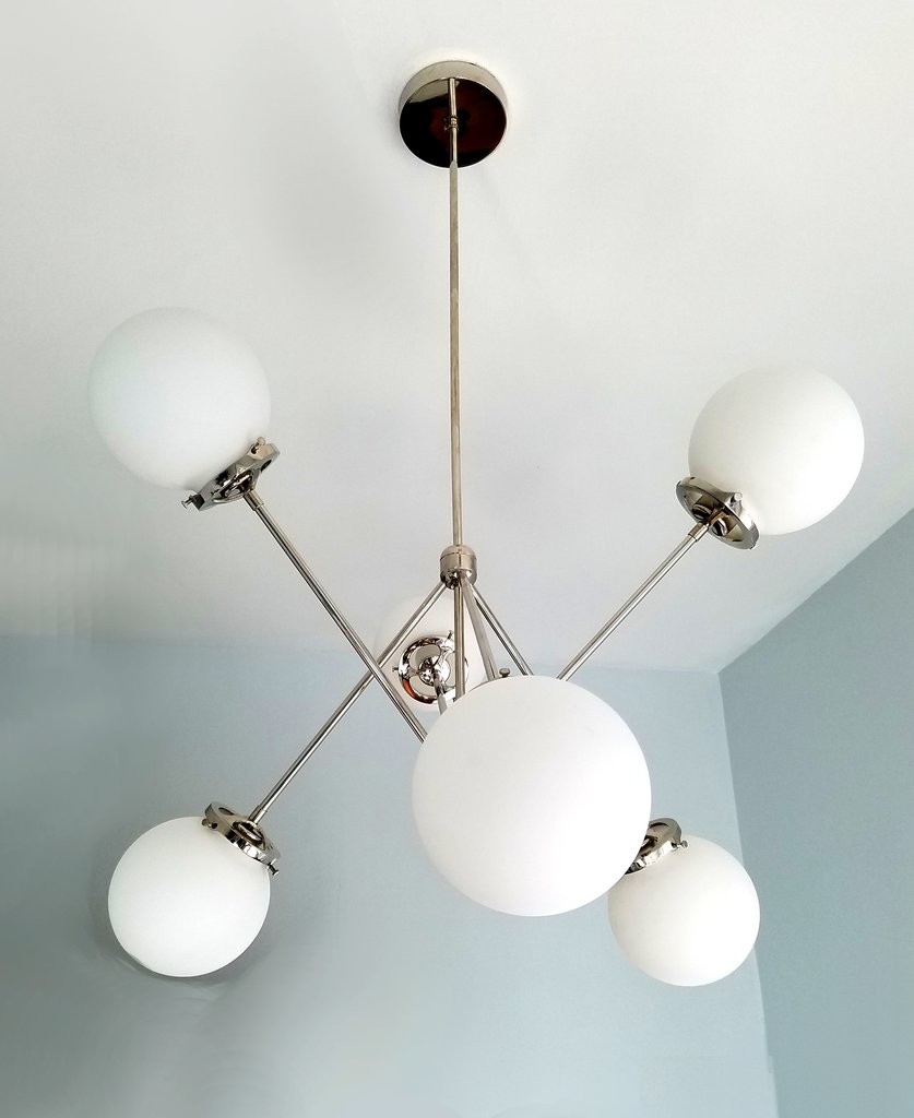 Modern 6 Globes Brass Chandelier Fixture