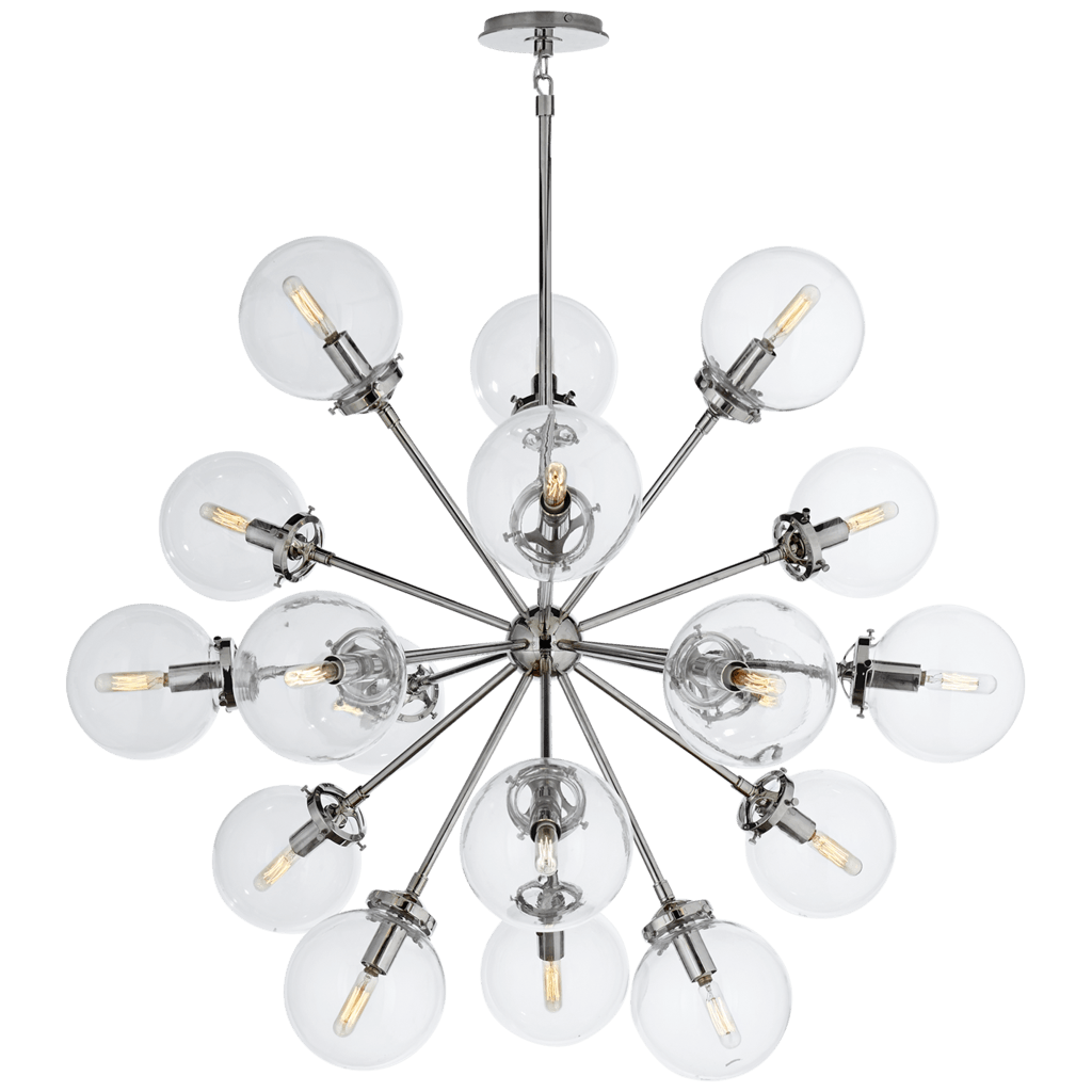 Modern Brass Round Bistro Globe Chandelier - 18 Light Chandelier