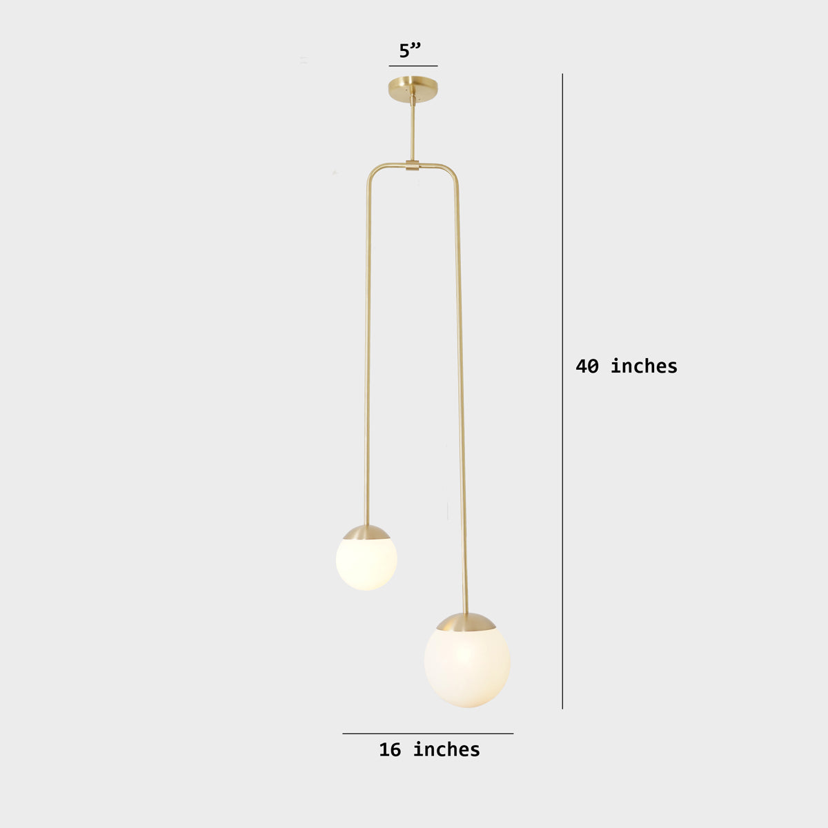 Double Globes Modern Brass Stem Pendant Chandelier Light Fixture