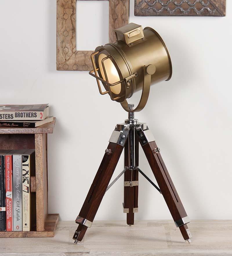 Modern Silver Aluminium & Glass Table Tripod Lamp