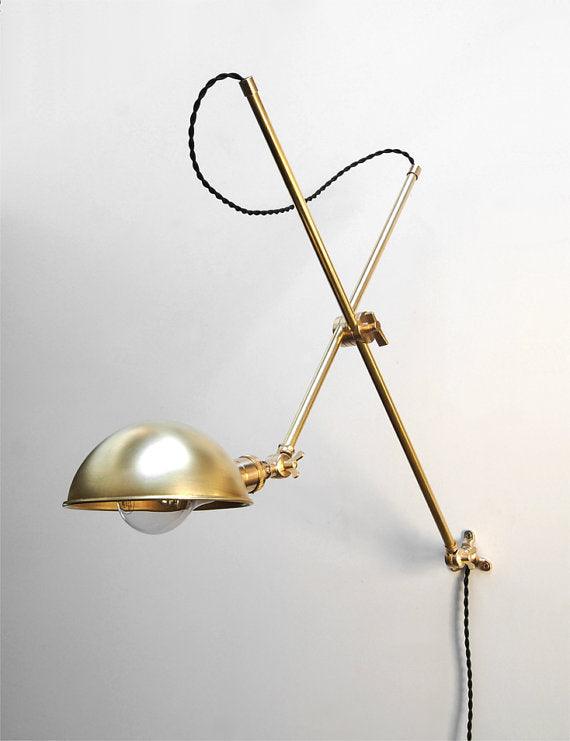 Large Modern Brass Adjustable Articulating Wall Lamp
