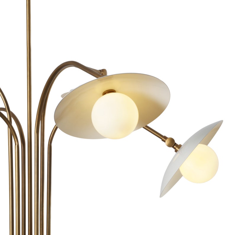 Mid Century Sputnik Six Globe Brass Leaf Chandelier Modern Handmade Brass Chandelier Ceiling Light Fixture