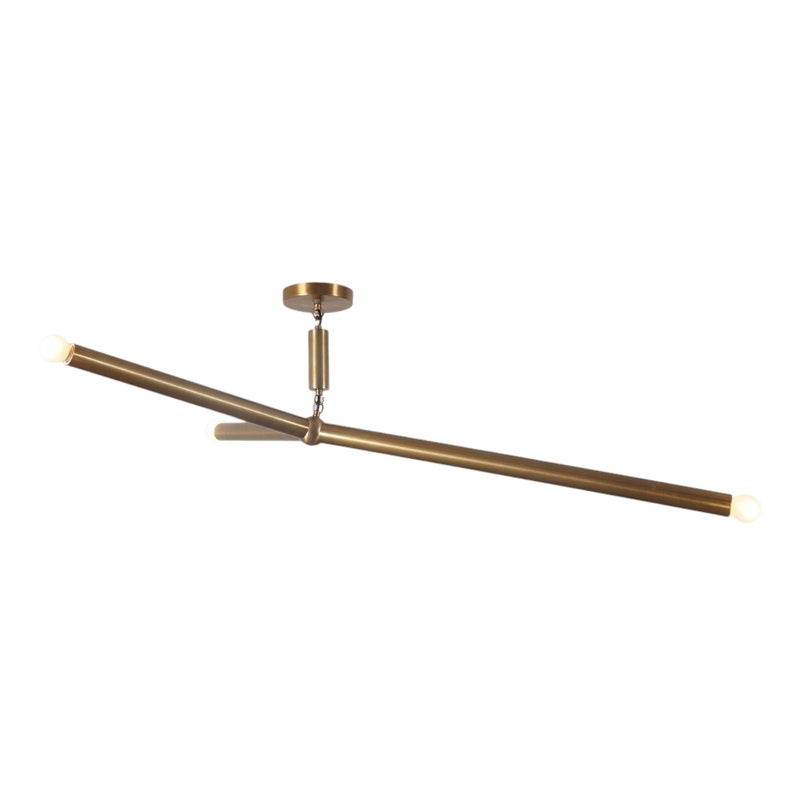 Mid Century Sputnik Three Arm Light Linear Chandelier Modern Handmade Brass Chandelier Ceiling Light Fixture