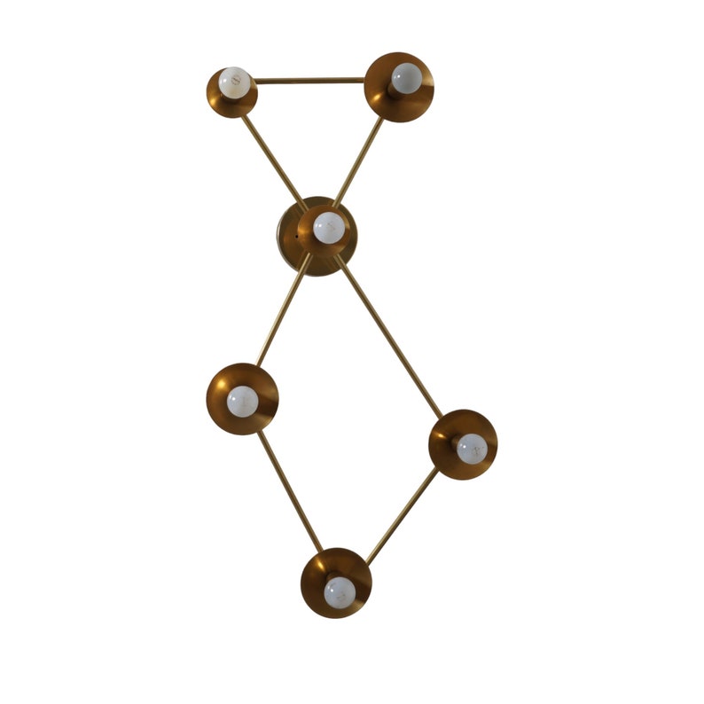 Six Light Handmade Brass Sputnik Wall Lamp Bedside Wall Sconce