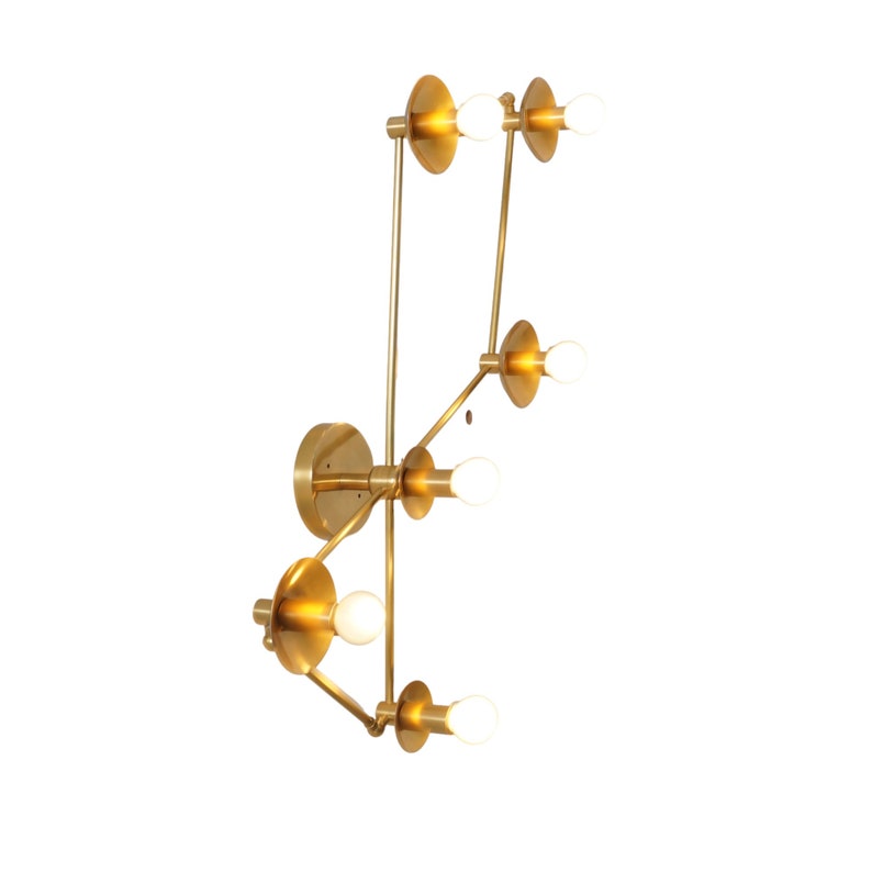 Six Light Handmade Brass Sputnik Wall Lamp Bedside Wall Sconce