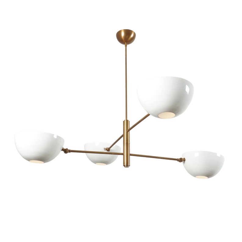 4 Light Pendant Mid Century Modern Raw Brass Sputnik chandelier light Fixture