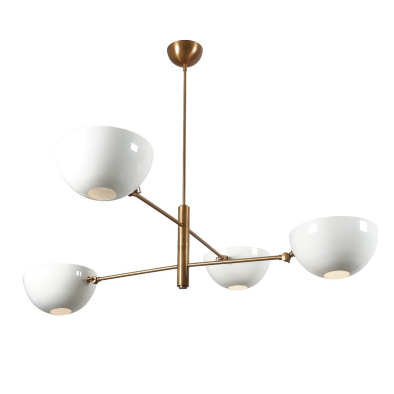4 Light Pendant Mid Century Modern Raw Brass Sputnik chandelier light Fixture
