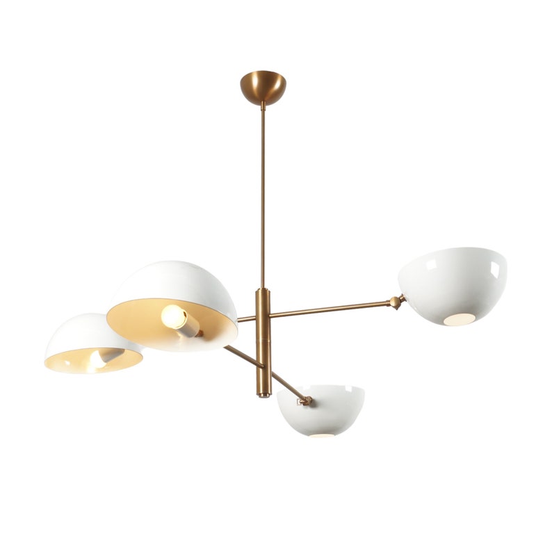 4 Light Pendant Mid Century Modern Raw Brass Sputnik chandelier light Fixture