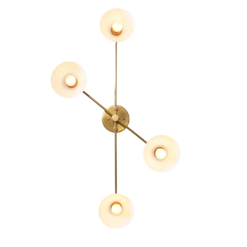 4 Light Half Dome Shade Brass Sputnik Ceiling Flush Mount Wall Lamp Flush Mount Fixture