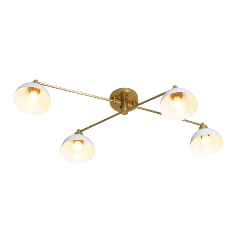 4 Light Half Dome Shade Brass Sputnik Ceiling Flush Mount Wall Lamp Flush Mount Fixture