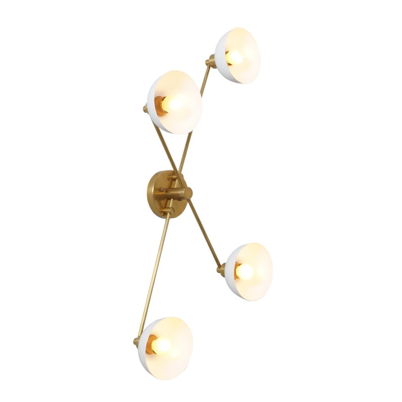 4 Light Half Dome Shade Brass Sputnik Ceiling Flush Mount Wall Lamp Flush Mount Fixture