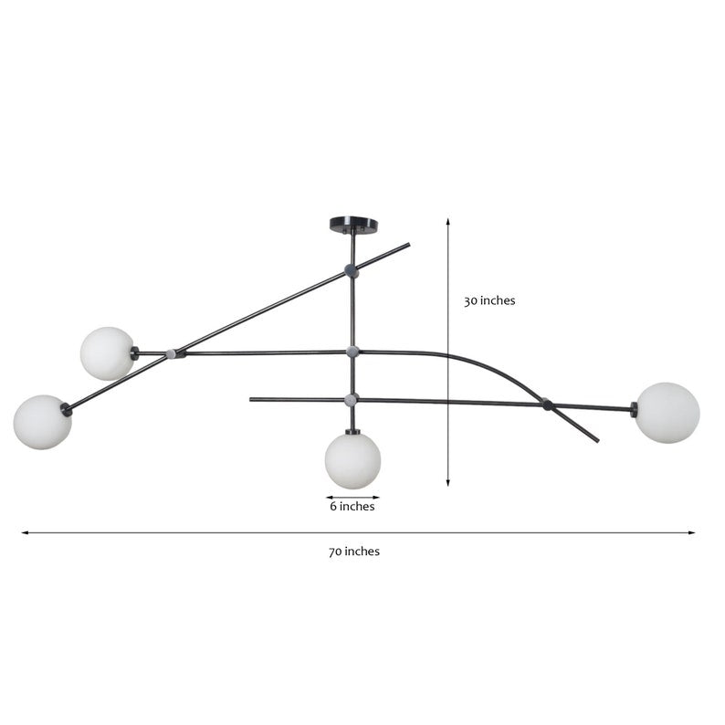 Mid Century Sputnik Five Globe Linear Chandelier Modern Handmade Brass Chandelier Ceiling Light Fixture