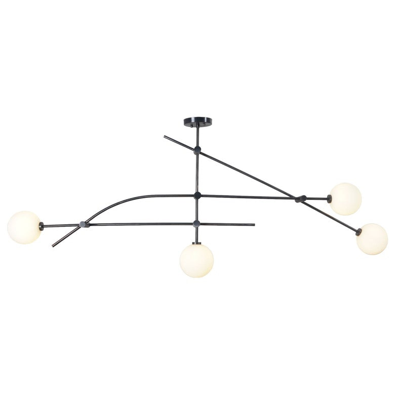 Mid Century Sputnik Five Globe Linear Chandelier Modern Handmade Brass Chandelier Ceiling Light Fixture