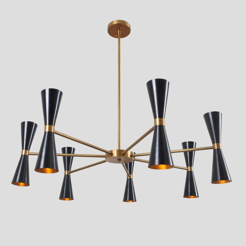 Mid Century Sputnik Chandelier Modern Handmade Brass 14 Lights Chandelier Ceiling Light Fixture