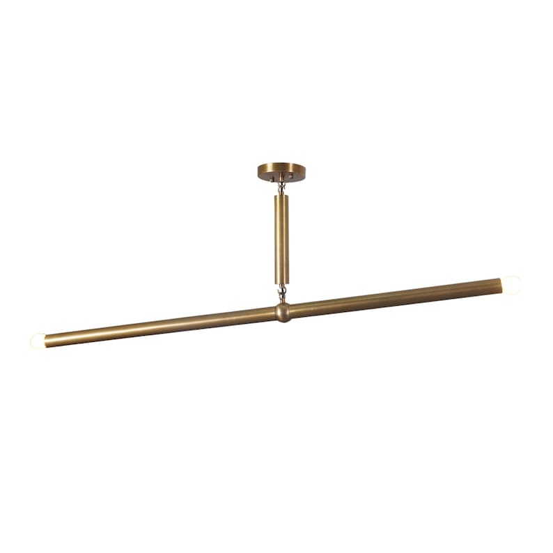 Mid Century Sputnik Two Arm Light Linear Chandelier Modern Handmade Brass Chandelier Ceiling Light Fixture