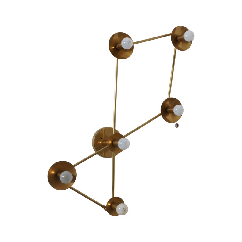 Six Light Handmade Brass Sputnik Wall Lamp Bedside Wall Sconce