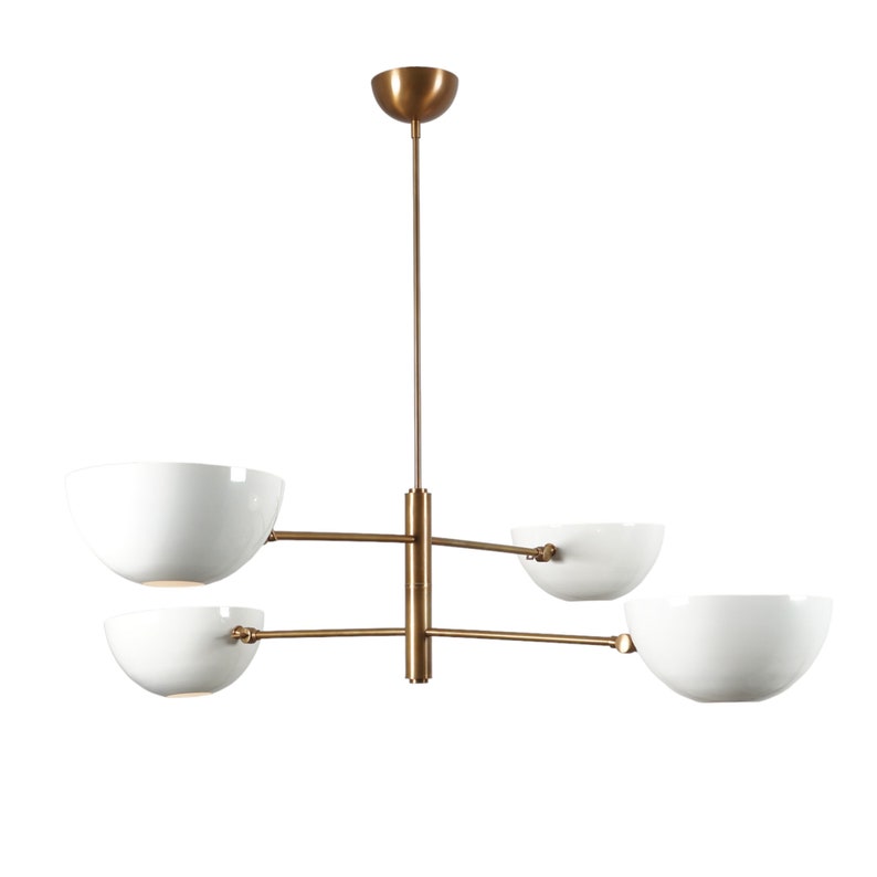 4 Light Pendant Mid Century Modern Raw Brass Sputnik chandelier light Fixture