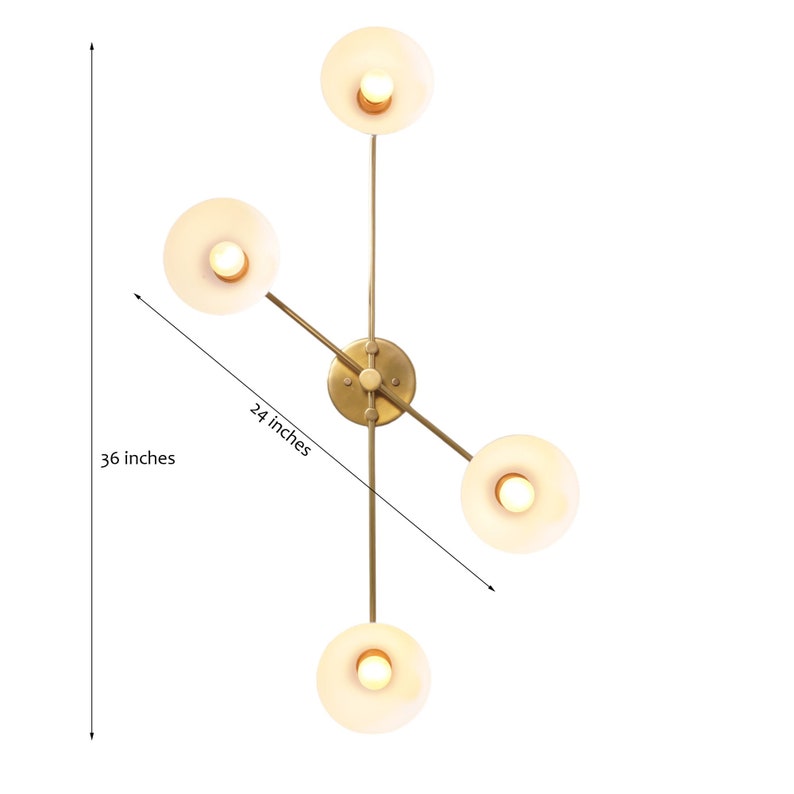 4 Light Half Dome Shade Brass Sputnik Ceiling Flush Mount Wall Lamp Flush Mount Fixture