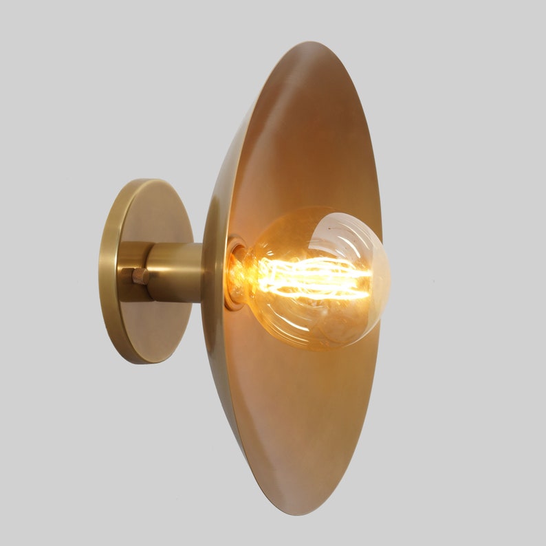 Single Light Disk Shade Brass Sputnik Ceiling Flush Mount Wall Lamp Flush Mount Fixture