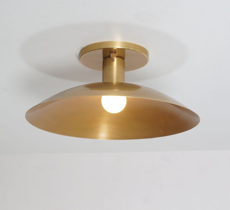 Single Light Disk Shade Brass Sputnik Ceiling Flush Mount Wall Lamp Flush Mount Fixture