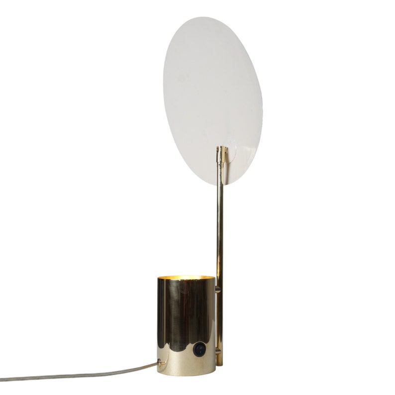 Single Light Shade Italian Style Brass Table Lamp in the Style of Stilnovo