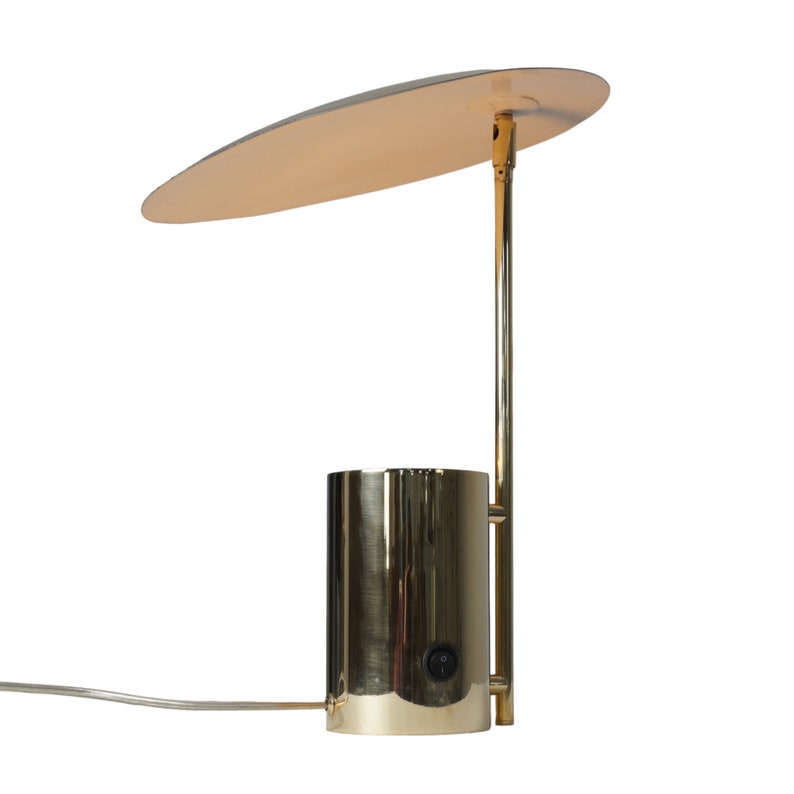Single Light Shade Italian Style Brass Table Lamp in the Style of Stilnovo