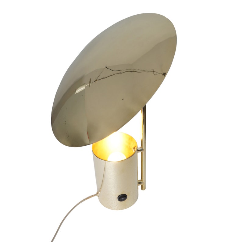 Single Light Shade Italian Style Brass Table Lamp in the Style of Stilnovo