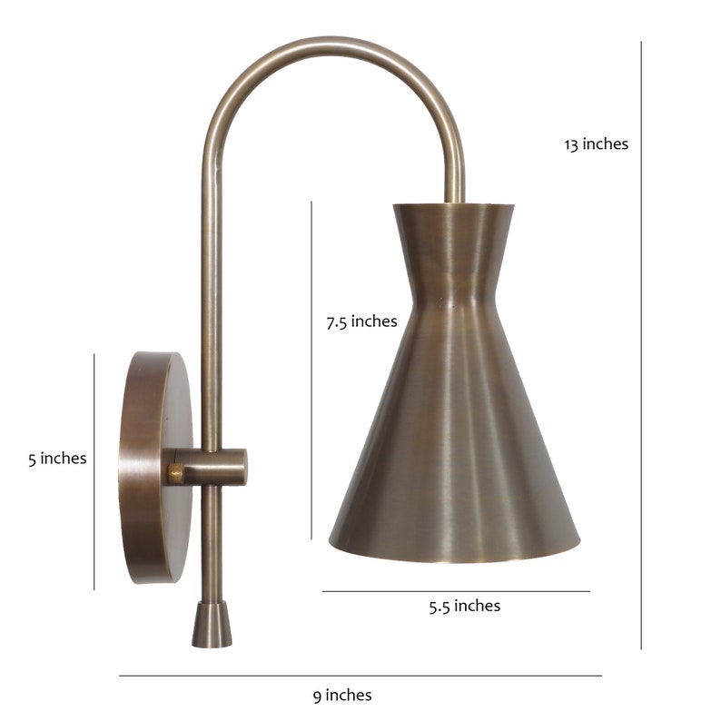 Single Light Shade Sputnik Patina Brass Wall Lamp Beside Wall Sconce Handmade Brass Wall Sconce