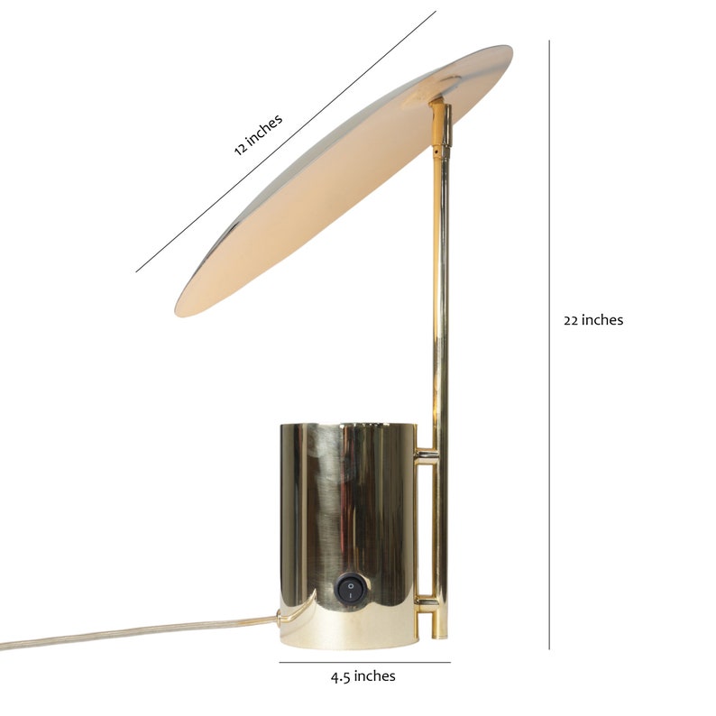 Single Light Shade Italian Style Brass Table Lamp in the Style of Stilnovo