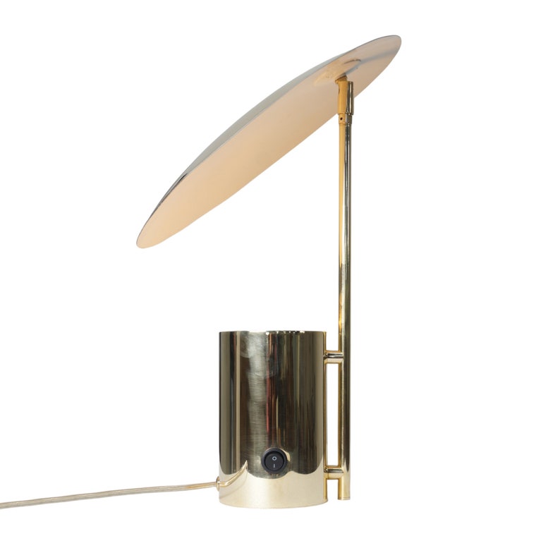 Single Light Shade Italian Style Brass Table Lamp in the Style of Stilnovo