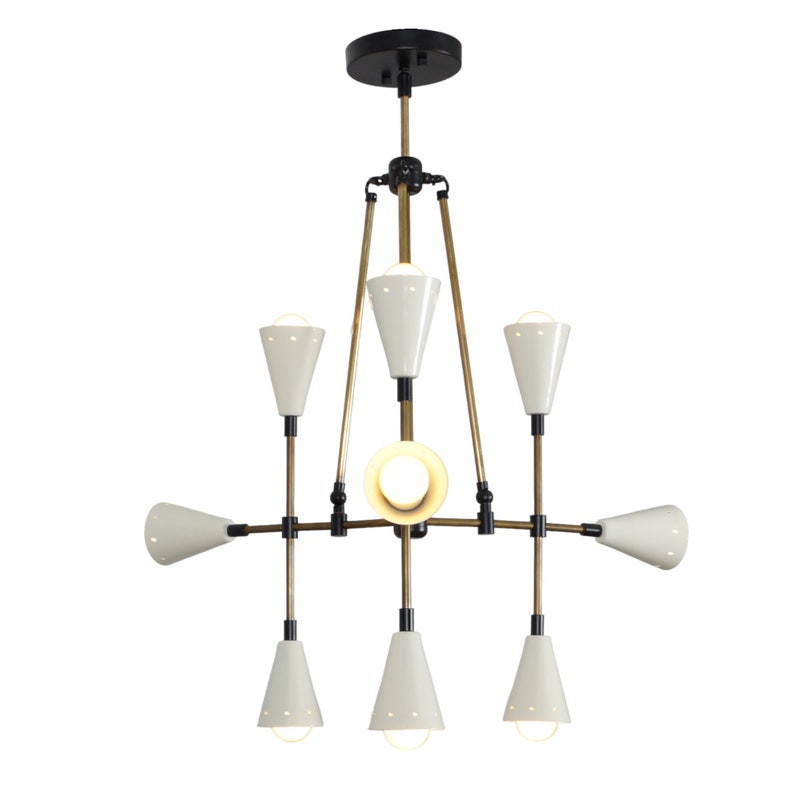 Mid Century Sputnik 9 Light Chandelier Modern Handmade Brass Ceiling Light Fixture