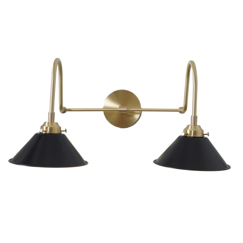 Double Light Conical Shade Sputnik Brass Wall Lamp Beside Wall Sconce