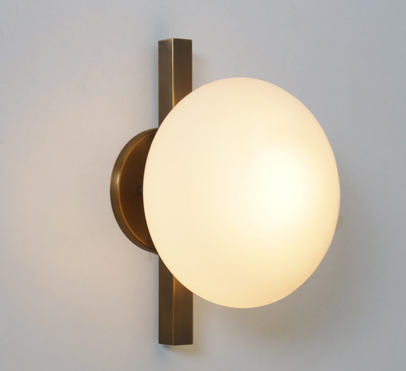 Handmade Single Globe Sputnik Brass Wall Sconce Patina Brass Wall Mount Lamp Fixture