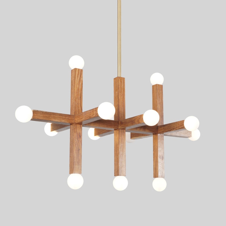 Thirteen Globe Handmade Sputnik Wood Chandelier Pendant Light Fixture Globe Pendant