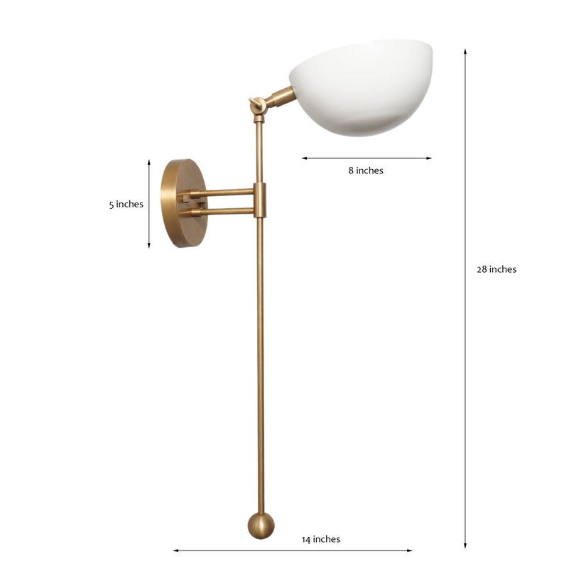 Single Light Articulated Shade Sputnik Raw Brass Wall Lamp Beside Wall Sconce Handmade Brass Wall Sconce
