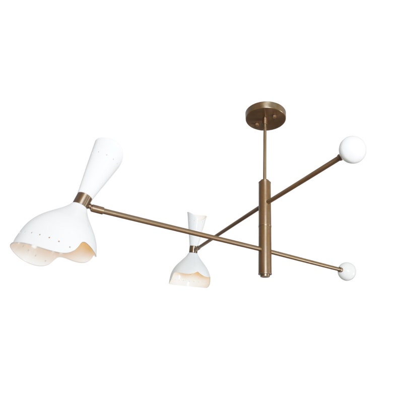 4 Light Ceiling Counter ball Pendant Mid Century Modern Raw Brass Sputnik chandelier light Fixture