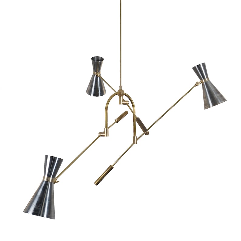 Mid Century Brass Sputnik Suspension Ceiling Chandelier Modern Handmade Brass Three Arm Chandelier Ceiling Light Fixture