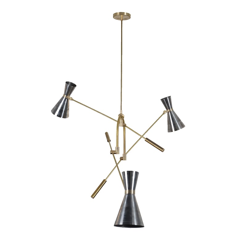 Mid Century Brass Sputnik Suspension Ceiling Chandelier Modern Handmade Brass Three Arm Chandelier Ceiling Light Fixture