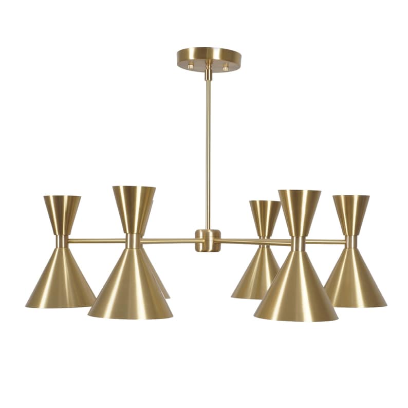 Mid Century Sputnik Chandelier Modern Handmade Brass 6 Lights Chandelier Ceiling Light Fixture