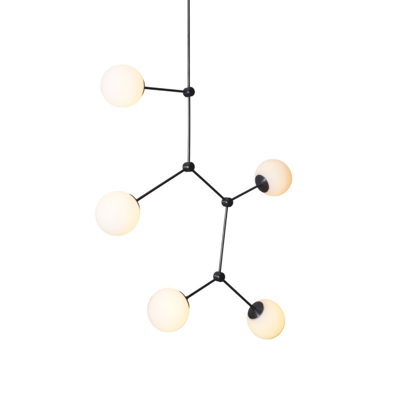 Mid Century Sputnik Five Globe Drop Chandelier Modern Handmade Brass Chandelier Ceiling Light Fixture