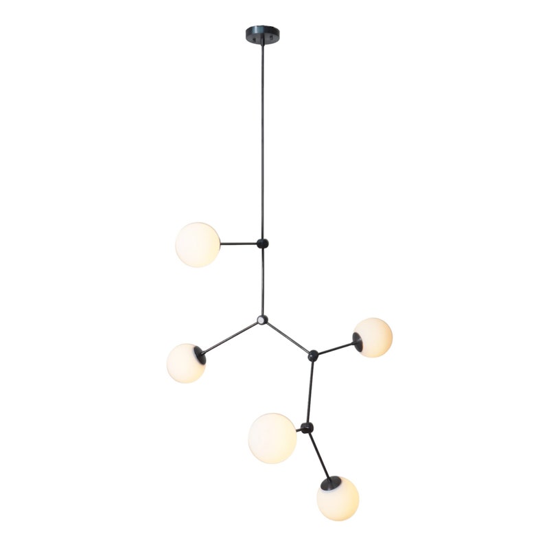 Mid Century Sputnik Five Globe Drop Chandelier Modern Handmade Brass Chandelier Ceiling Light Fixture