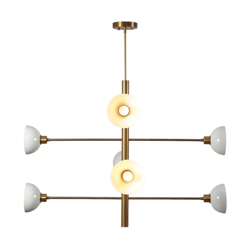 Mid Century Sputnik Eight Dome Shade Light Chandelier Modern Handmade Brass Ceiling Light Fixture